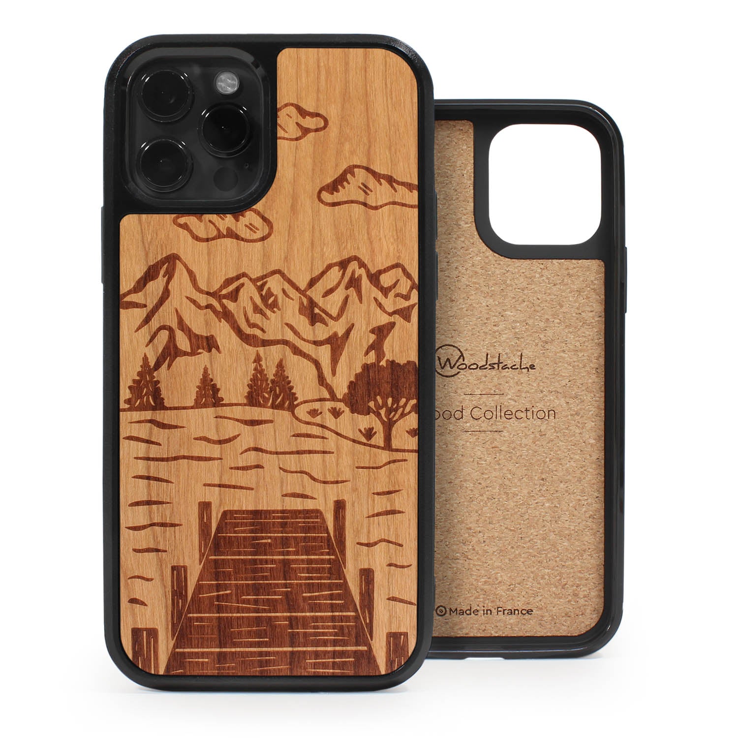 Coque en bois iphone annecy merisier face