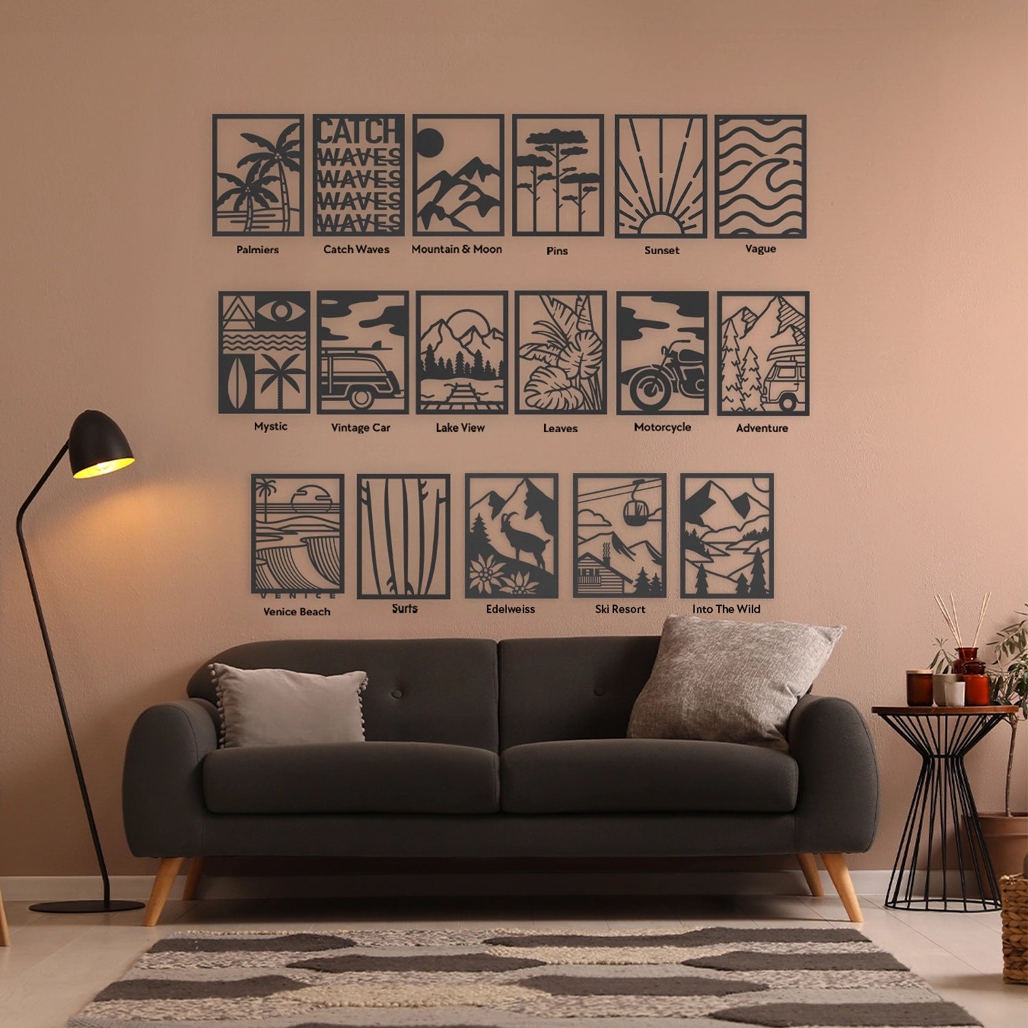 Lot de 3 décorations murales en bois