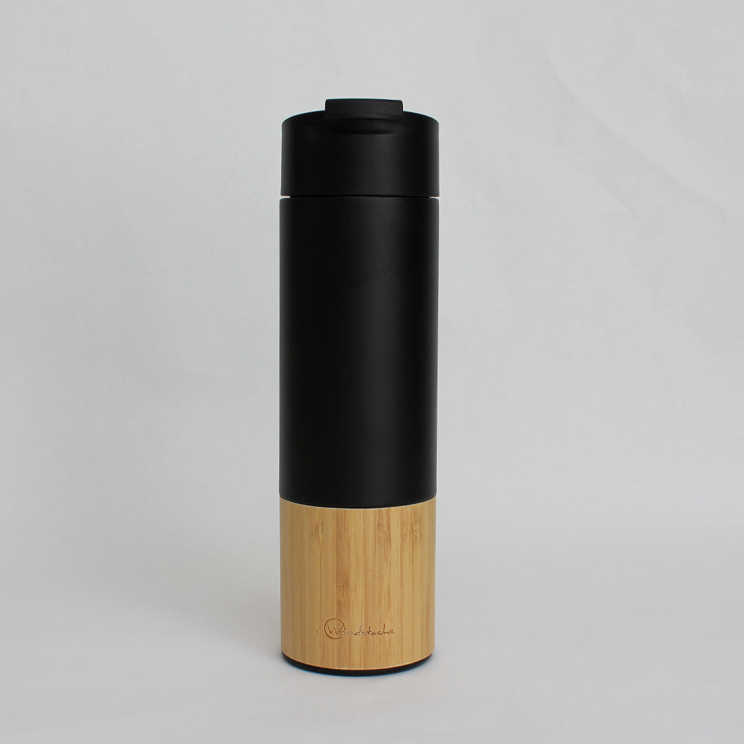 thermos en bambou noir